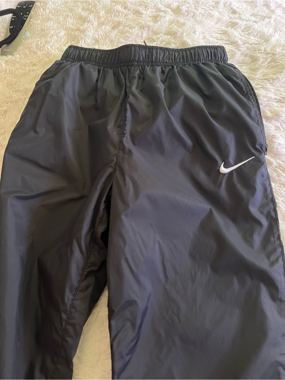 Nike Kids Black Track Pants with White Swoosh
